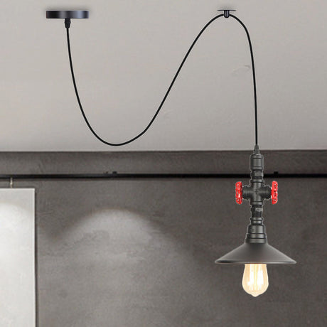Black Iron Vintage Pendant Light With Saucer Shade - Perfect For Coffee Shops / B