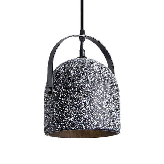 Vintage Cement Dome Pendant Light With Handle - White Black Grey For Hallways
