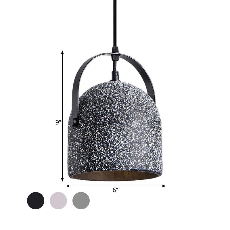 Vintage Cement Dome Pendant Light With Handle - White Black Grey For Hallways