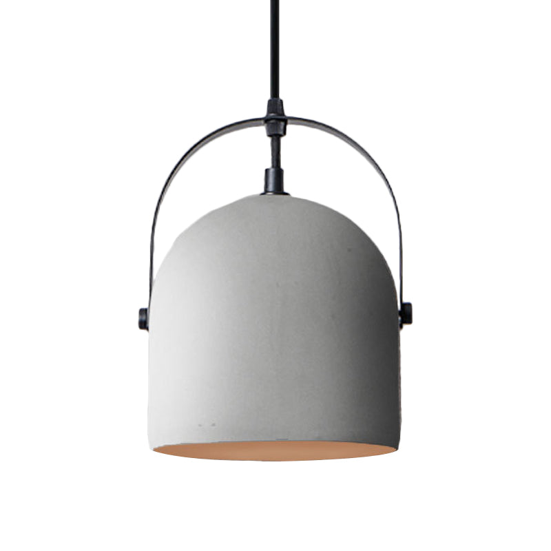 Vintage Cement Dome Pendant Light With Handle - White Black Grey For Hallways