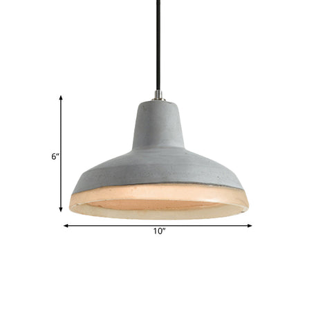 Industrial-Style Resin Pendant Ceiling Lamp - Cement Grey Hanging Lighting Cone/Bowl/Dome 1-Light