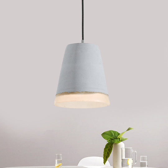 Industrial-Style Cement Grey Hanging Pendant Ceiling Lamp - Cone/Bowl/Dome Design 1-Light Resin