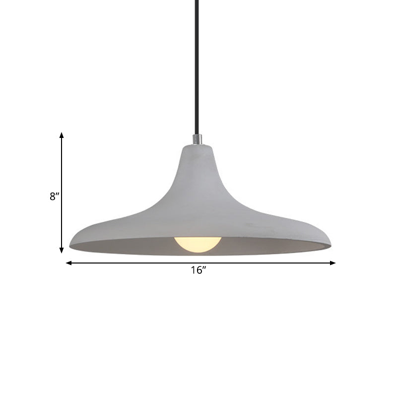 Flared Antiqued Cement Pendant Light Fixture In Grey