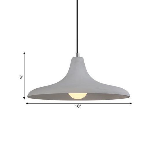 Flared Antiqued Cement Pendant Light Fixture In Grey