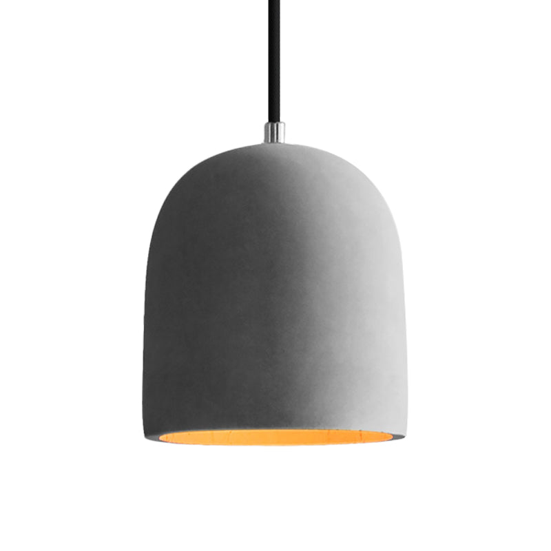 Vintage Cement Dome Ceiling Light In Grey - 1-Light Mini Pendant Lamp For Restaurants