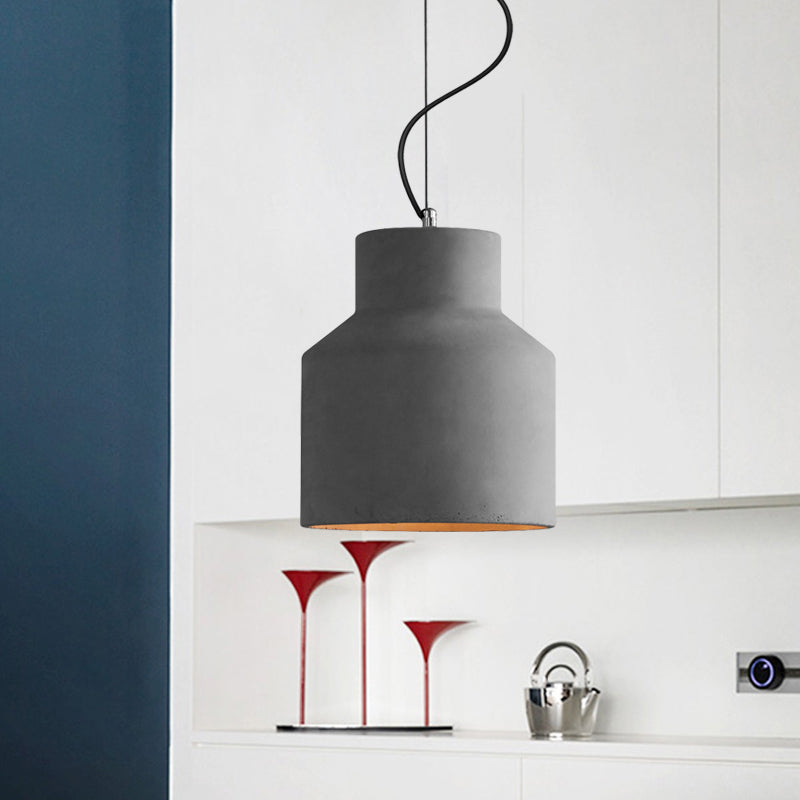 Vintage Cement Dome Ceiling Light In Grey - 1-Light Mini Pendant Lamp For Restaurants