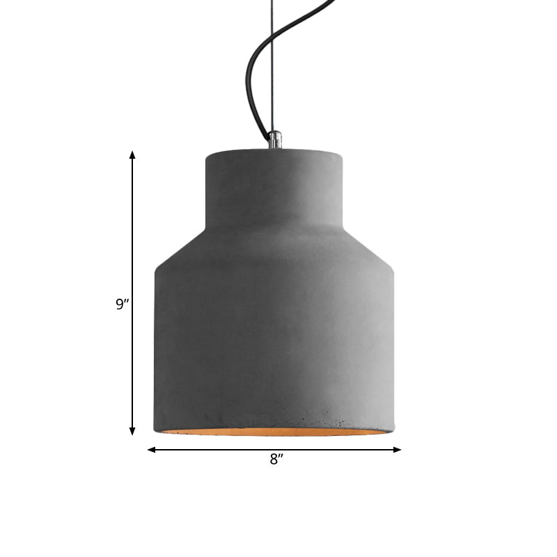 Vintage Cement Dome Ceiling Light In Grey - 1-Light Mini Pendant Lamp For Restaurants