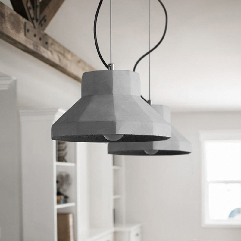 Vintage Cement Dome Ceiling Light In Grey - 1-Light Mini Pendant Lamp For Restaurants