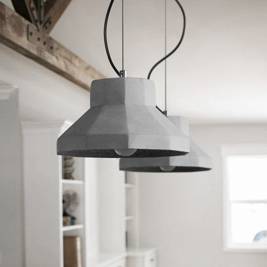 Vintage Cement Dome Ceiling Light In Grey - 1-Light Mini Pendant Lamp For Restaurants