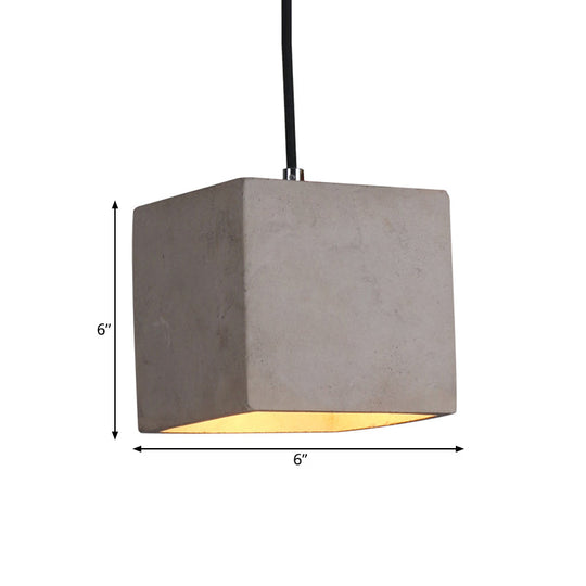Antiqued Grey Cement Cube Pendant Light - 1-Head Hanging Ceiling Lamp For Corridor