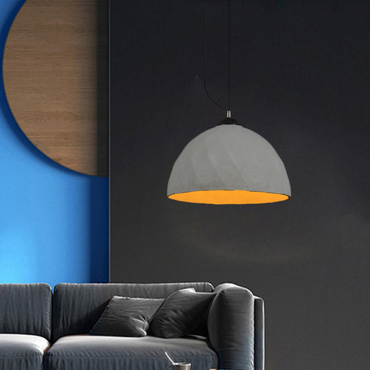 Vintage Grey Cement Mini Pendant Lamp - Dome/Oval Ceiling Light 1-Light 6’/10’ Width