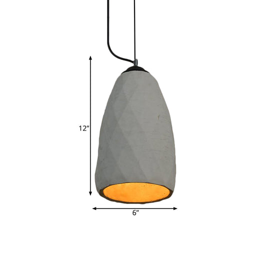 Vintage Grey Cement Mini Pendant Lamp - Dome/Oval Ceiling Light 1-Light 6’/10’ Width
