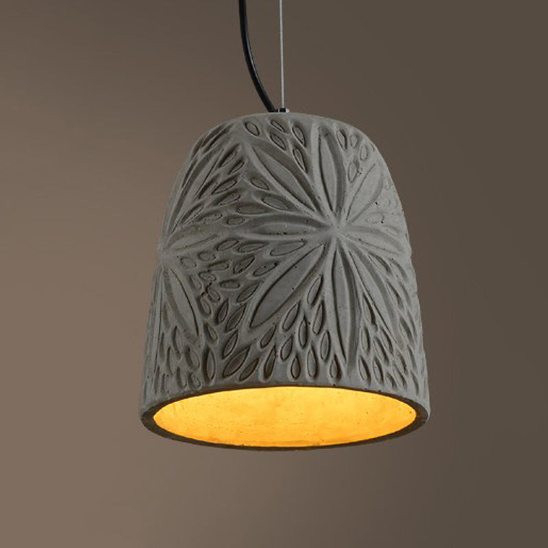 Cement Hanging Light Pendant In Grey - 1 Bulb 8’/12’ Width Ideal For Restaurants