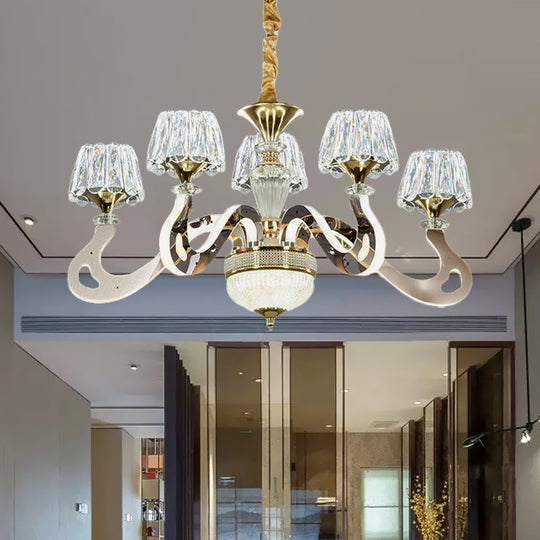 Modernist Conical Clear Crystal Hanging Light Kit - 3/5 Head Led Chandelier Pendant Lamp For