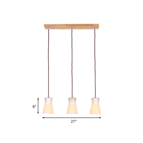 Modern White Glass Milk Can Ceiling Light With 3 Lights - Perfect For Dining Room And Stylish Wood