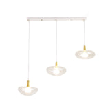 Vintage Oval Clear Glass Chandelier - Elegant Dining Room Pendant Lamp With 3 Bulbs And Stylish