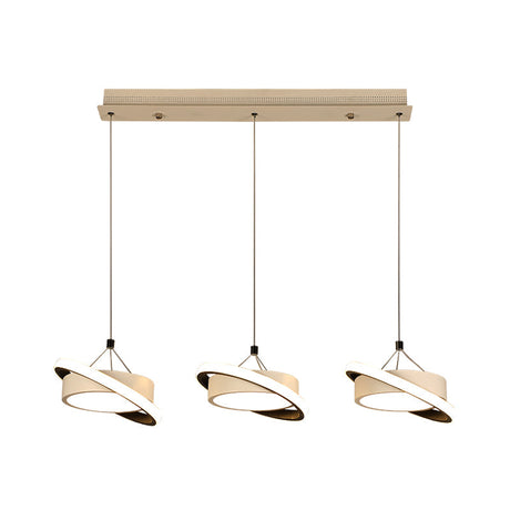 Contemporary Metal Drum Pendant Light With 3 Bulbs - Rotatable Ring Warm/White Suspension Lamp