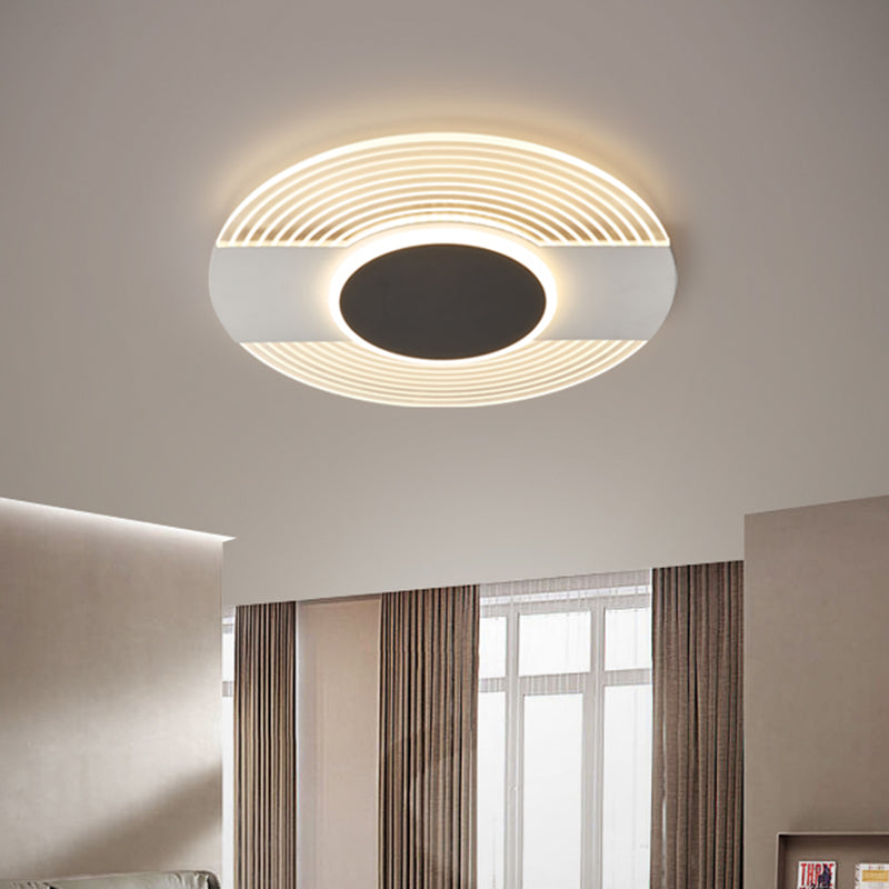 Contemporary Black Led Ceiling Flush Mount Light For Bedroom - Warm/White 9’/12’/18’ Wide / 9’ White