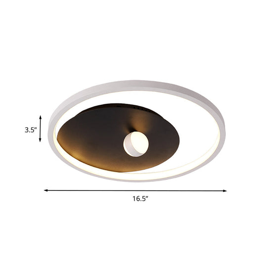 Modern Black And White Circle Acrylic Led Ceiling Light With Ball Design For Bedroom - Flush Mount