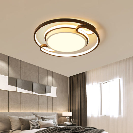 Modern Black Semi - Ring Led Flushmount For Bedroom 16’/20.5’ Wide – Ceiling Mount Lighting