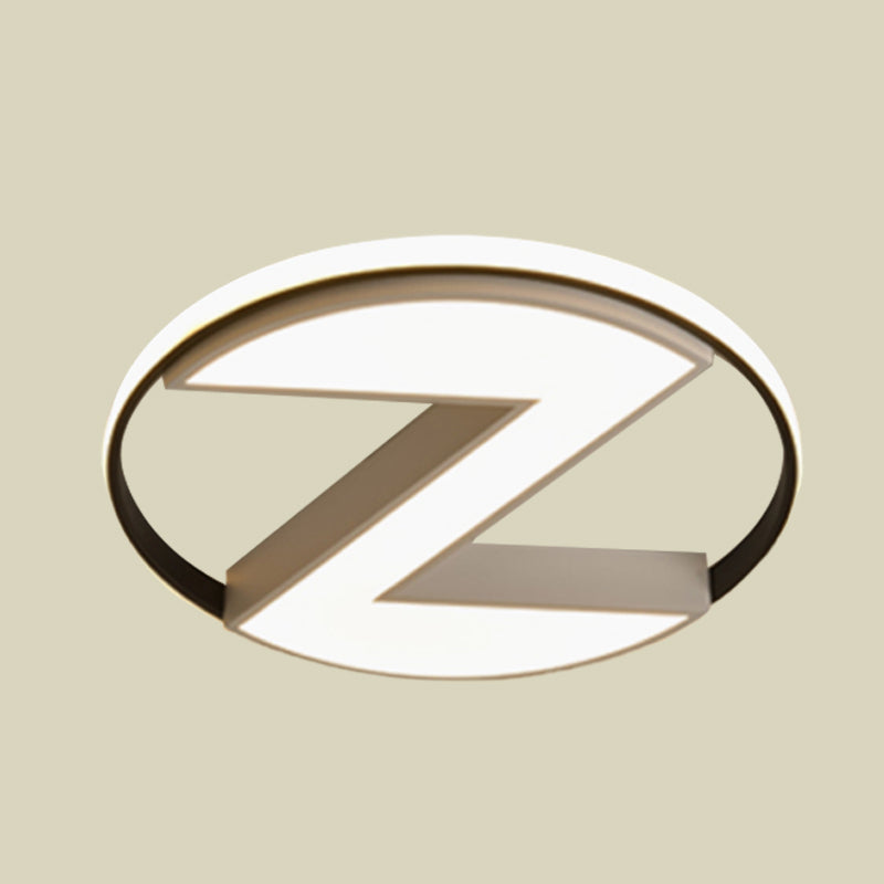 Contemporary Black And White Z - Shape Flush Mount Light Fixture - 18’/21.5’ Wide Metallic Led