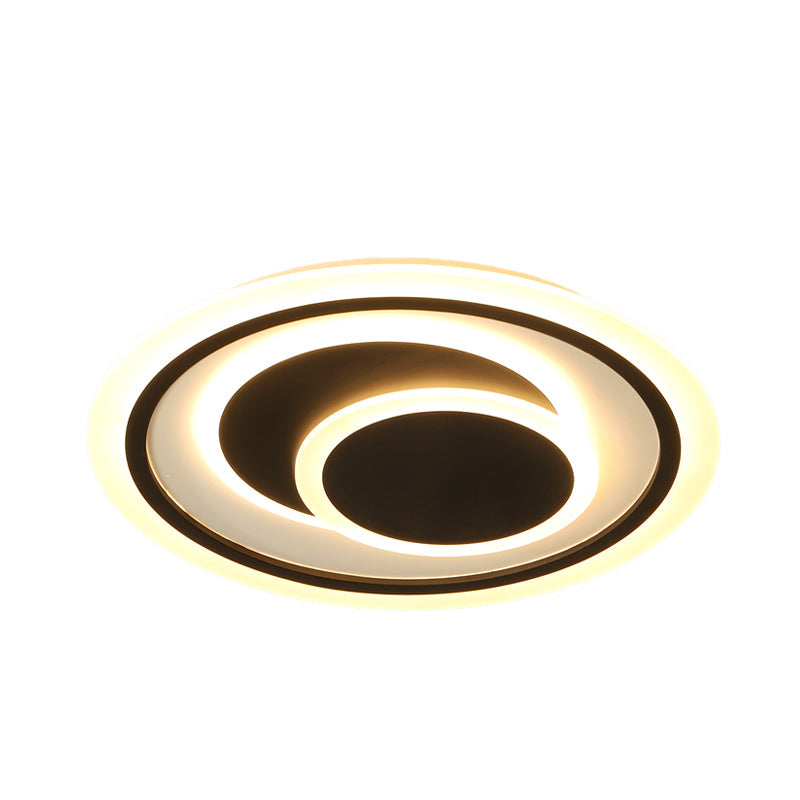 Simplicity Led Flush Mount Ceiling Light Fixture With Acrylic Shade - Black 3 Rings 16.5’/20.5’