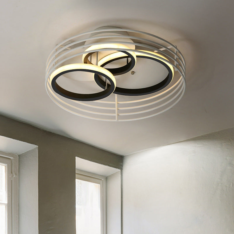 Contemporary Acrylic Flush Mount Ceiling Light With Overlapping Rings - 16’/19.5’ Wide Led
