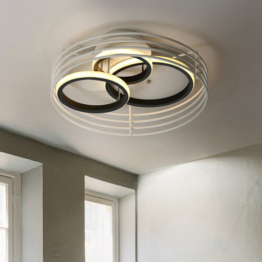 Contemporary Acrylic Flush Mount Ceiling Light With Overlapping Rings - 16’/19.5’ Wide Led