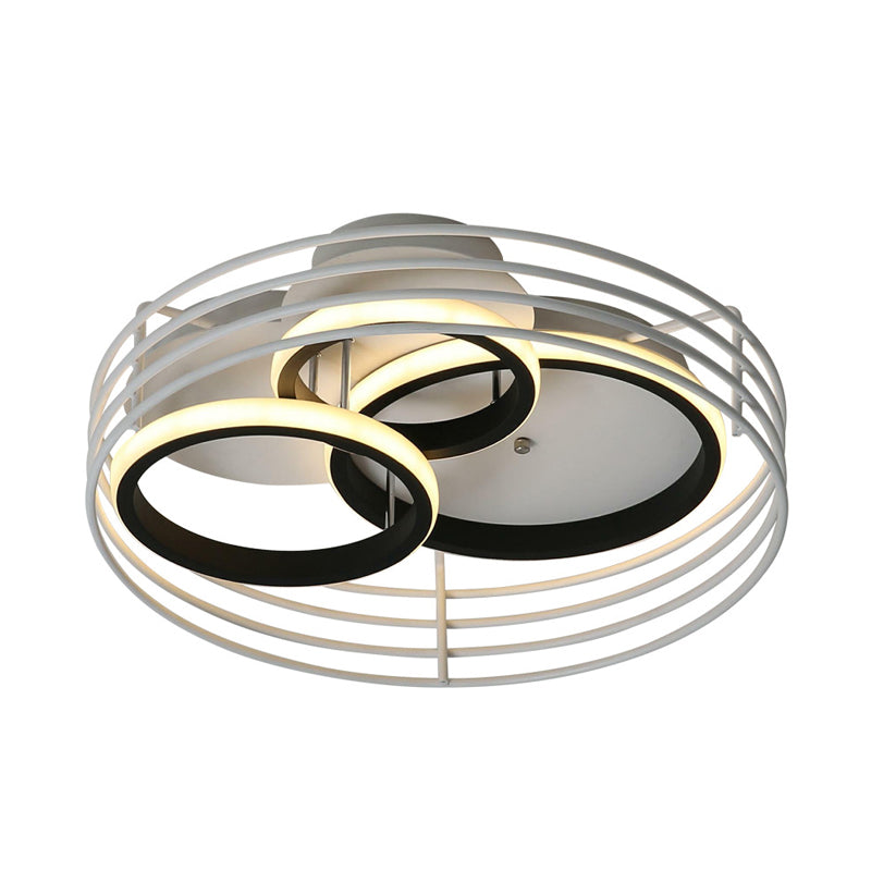 Contemporary Acrylic Flush Mount Ceiling Light With Overlapping Rings - 16/19.5 Wide Led Black/White