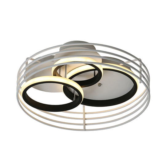 Contemporary Acrylic Flush Mount Ceiling Light With Overlapping Rings - 16/19.5 Wide Led Black/White