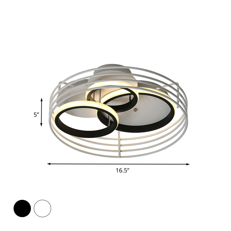 Contemporary Acrylic Flush Mount Ceiling Light With Overlapping Rings - 16’/19.5’ Wide Led
