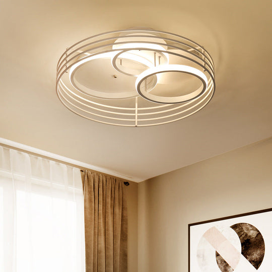 Contemporary Acrylic Flush Mount Ceiling Light With Overlapping Rings - 16/19.5 Wide Led Black/White