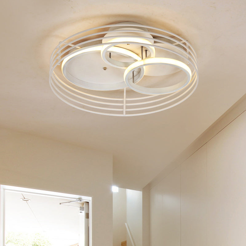 Contemporary Acrylic Flush Mount Ceiling Light With Overlapping Rings - 16/19.5 Wide Led Black/White