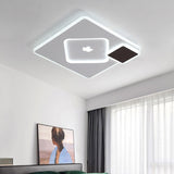 Modern Acrylic Led Flush Mount Light Fixture With Maple Leaf Pattern - 16/19.5 Wide Black/White