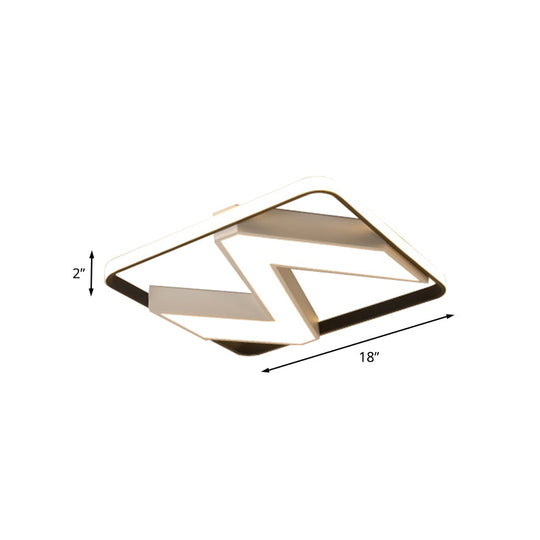 Modernist Black And White 18/21.5 Flush Mount With Metallic Wavy Design White/Warm Led Lighting