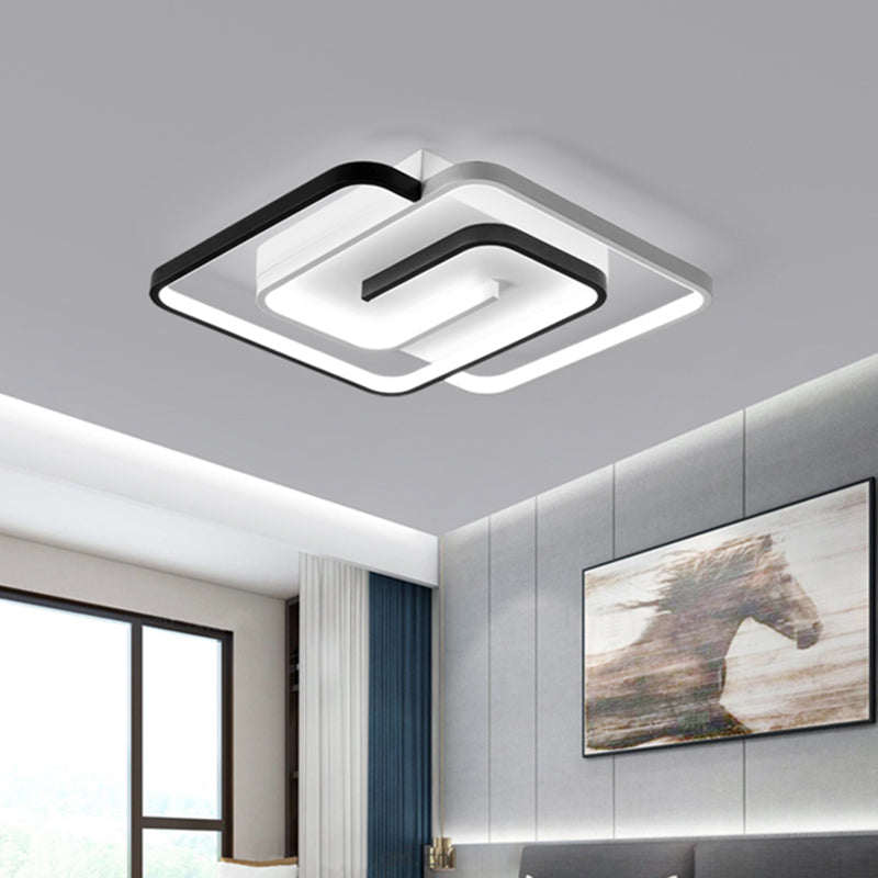 Modernist Black And White Led Flush Mount Ceiling Light For Bedroom 18/21.5 Wide