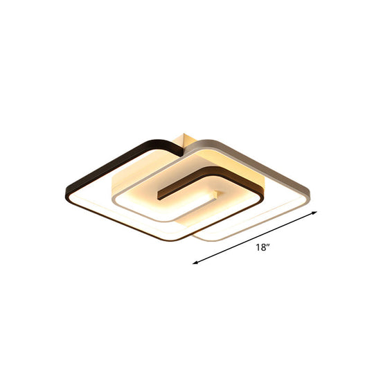 Modernist Black And White Led Flush Mount Ceiling Light For Bedroom 18/21.5 Wide