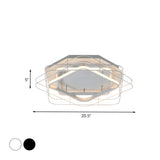 Modernist Acrylic Square Frame Flush Mount Lamp: 20.5/25 Wide Black/White Led Ceiling Fixture For