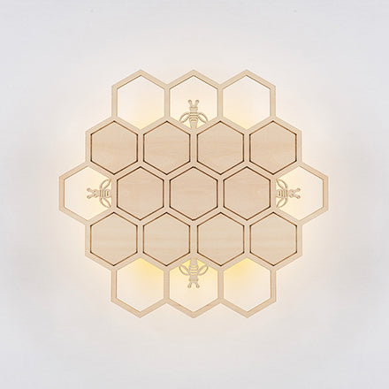 Modern Wood Honeycomb Led Wall Sconce - Warm Light For Balcony Child Bedroom & More