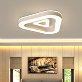 Contemporary Triangular Flush Mount Led Ceiling Light - 18/21.5 Wide Black/White Ideal For Bedrooms