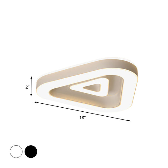 Contemporary Triangular Flush Mount Led Ceiling Light - 18’/21.5’ Wide Black/White Ideal For