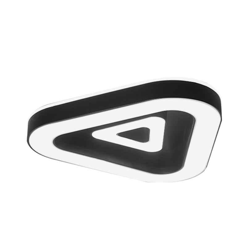 Contemporary Triangular Flush Mount Led Ceiling Light - 18/21.5 Wide Black/White Ideal For Bedrooms