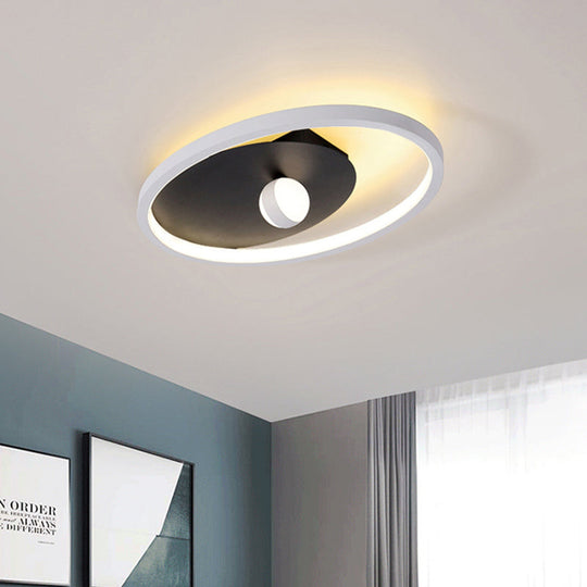 Contemporary Oval Flush Mount Ceiling Lamp With Led Acrylic Pendant Light And Ball Design In