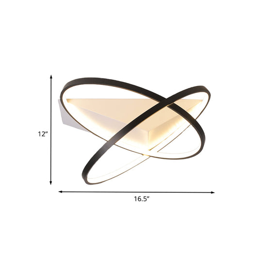 Modernist Dual Rings Led Flush Mount Ceiling Lamp In Black 16.5/20.5 W