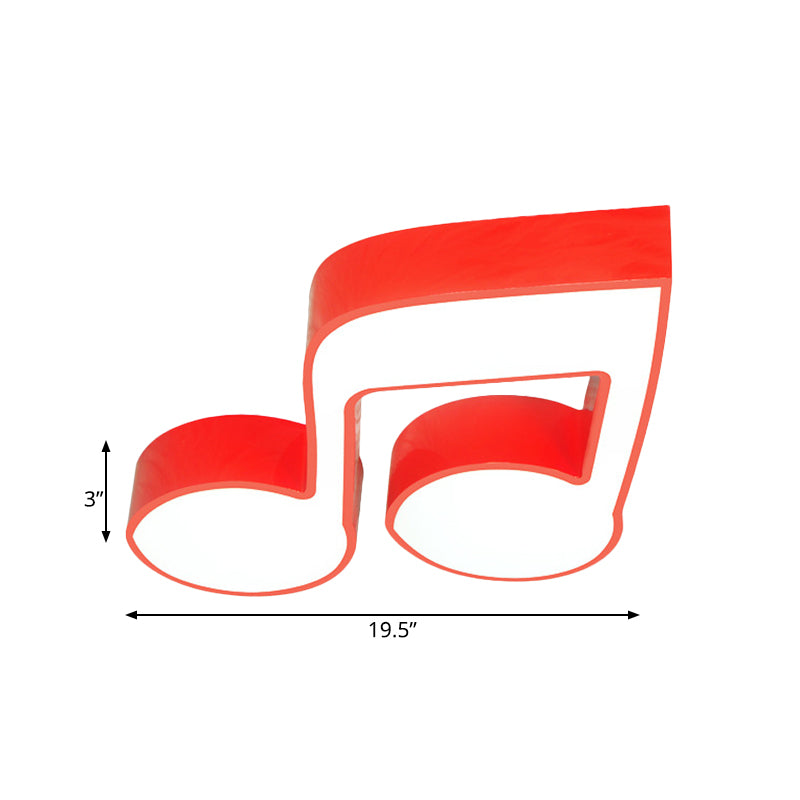 Musical Note Led Ceiling Lamp In Red/Green/Yellow For Kindergarten