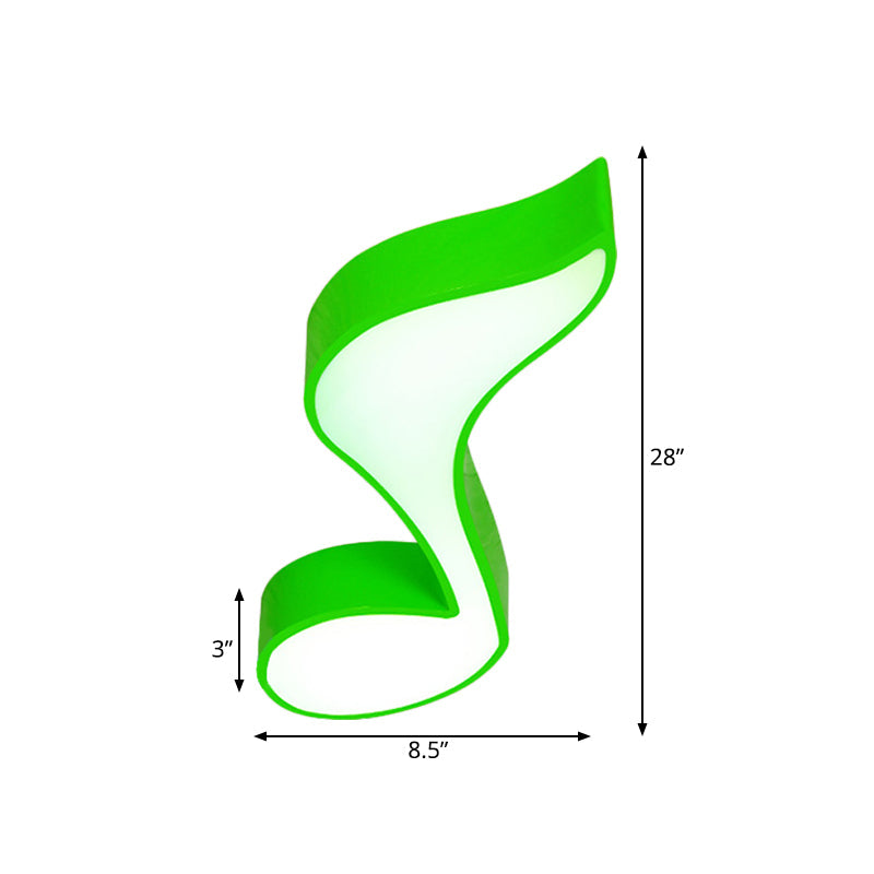 Musical Note Led Ceiling Lamp In Red/Green/Yellow For Kindergarten