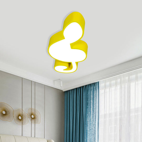 Musical Note Led Ceiling Lamp In Red/Green/Yellow For Kindergarten