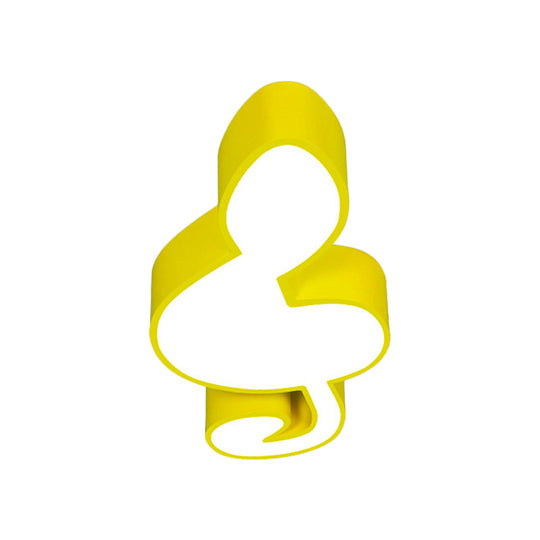 Musical Note Led Ceiling Lamp In Red/Green/Yellow For Kindergarten