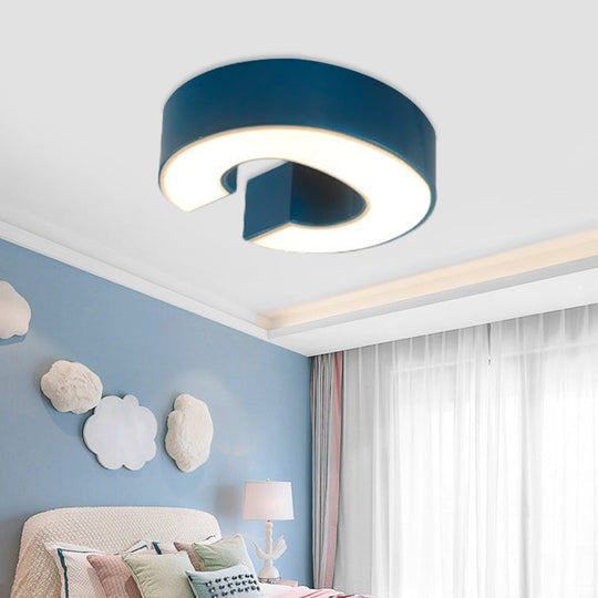 Kids Alphabet Led Flush Mount Light Fixture For Kindergarten - Green/Red/Blue Colors