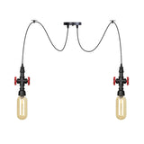 Vintage Amber Glass Multi Pendant Light - 2/3/6-Light Coffee Shop Led Swag Suspension Lamp In Black
